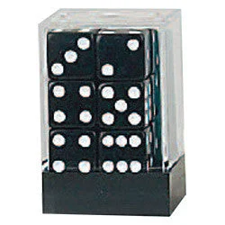 D6 Opaque Dice: 12pc 16mm (Black/White)