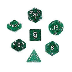 Dice Set - Glitter Polyhedral 7pc - Green