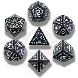 Dice Set - Runic - Black/White (7)