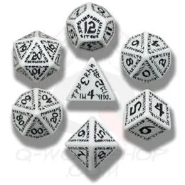 Dice Set - Runic - White/Black (7)