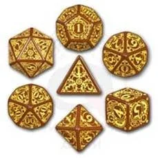 Dice Set - Steampunk - Brown/Yellow (7)