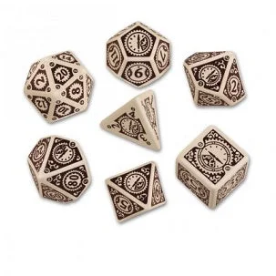 Dice Set - Steampunk Clock Work - Beige/Brown (7)