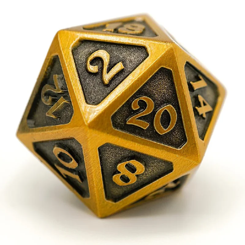 Die Hard Dice Metal Dire d20 - Mythica Battleworn Gold [Oversized]