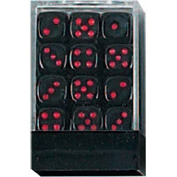 DLX Opaque Dice: 36pc 12mm (Black/Red)