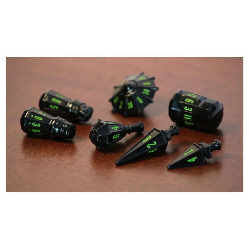 PolyHero Dice: Warrior Set Black/Goblin Green