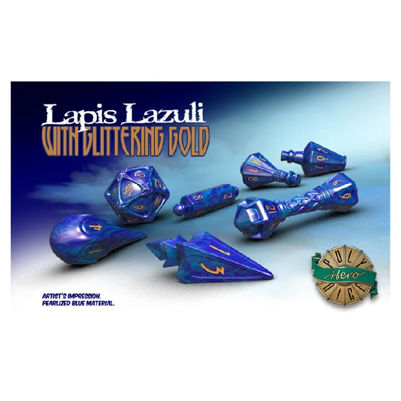 PolyHero Dice: Wizard Lapis Lazuli/Gold