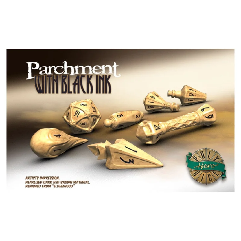 PolyHero Dice: Wizard Parchment/Black