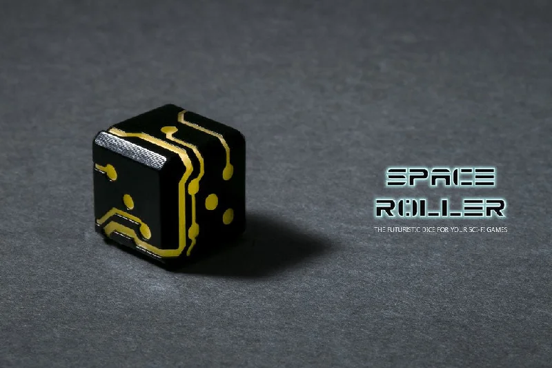 Space Roller Dice - Orange Glow Black Finish Space Roller Dice