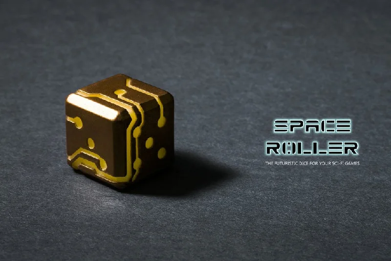 Space Roller Dice - Orange Glow Bronze Finish Space Roller Dice