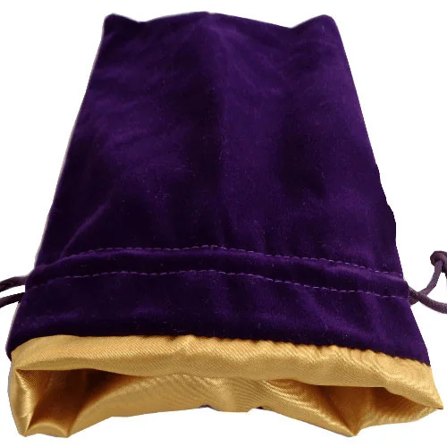 FanRoll MET 6"x8" Velvet Dice Bag - Purple/Gold Satin