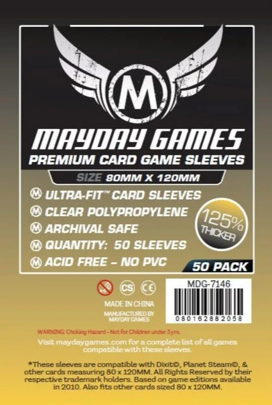 Mayday Games Premium Magnum Gold Ultra-Fit Card Sleeves (50) 80 MM X 120 MM